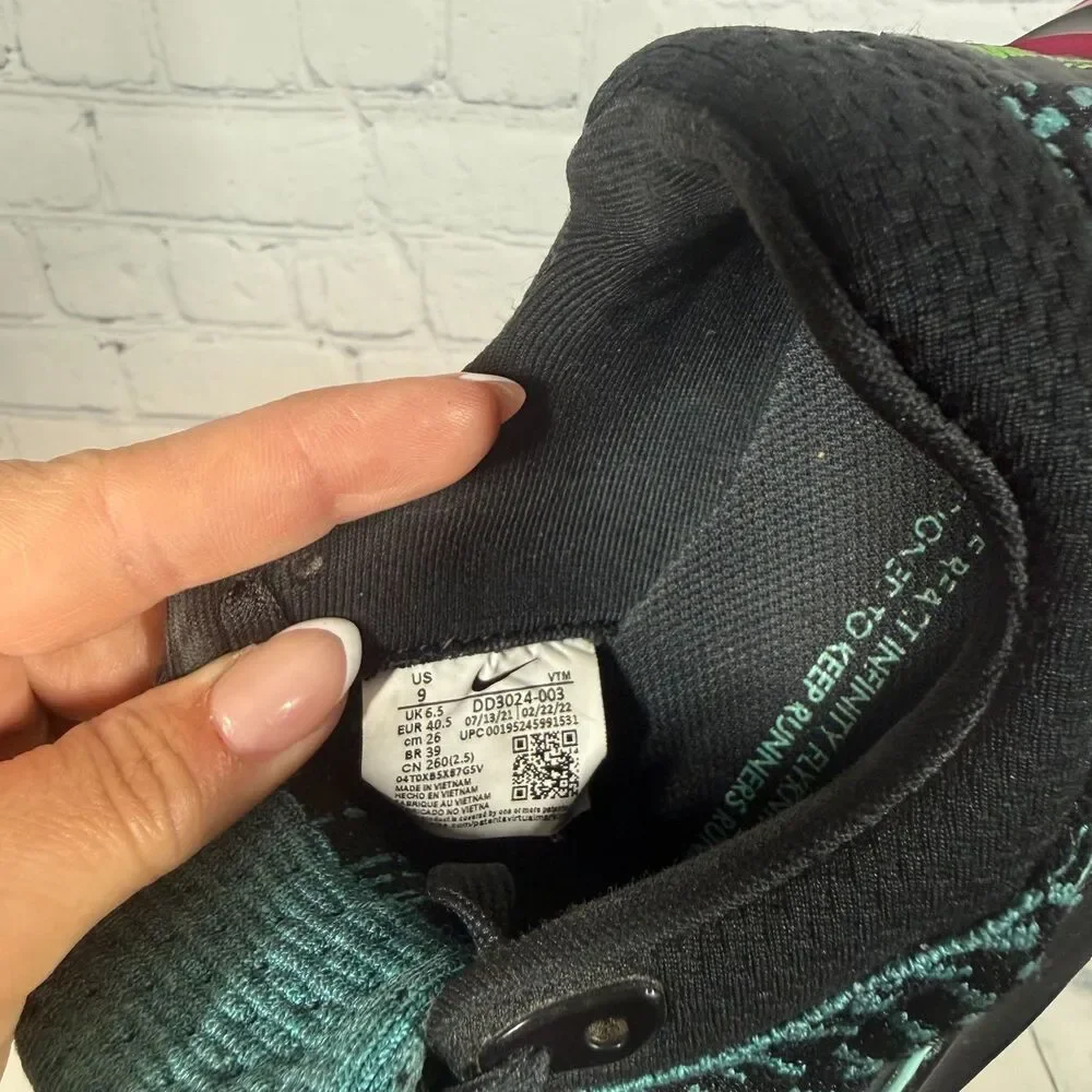 Nike React Infinity Run Flyknit 3 Black Teal Pink Running Shoes Women’s 9